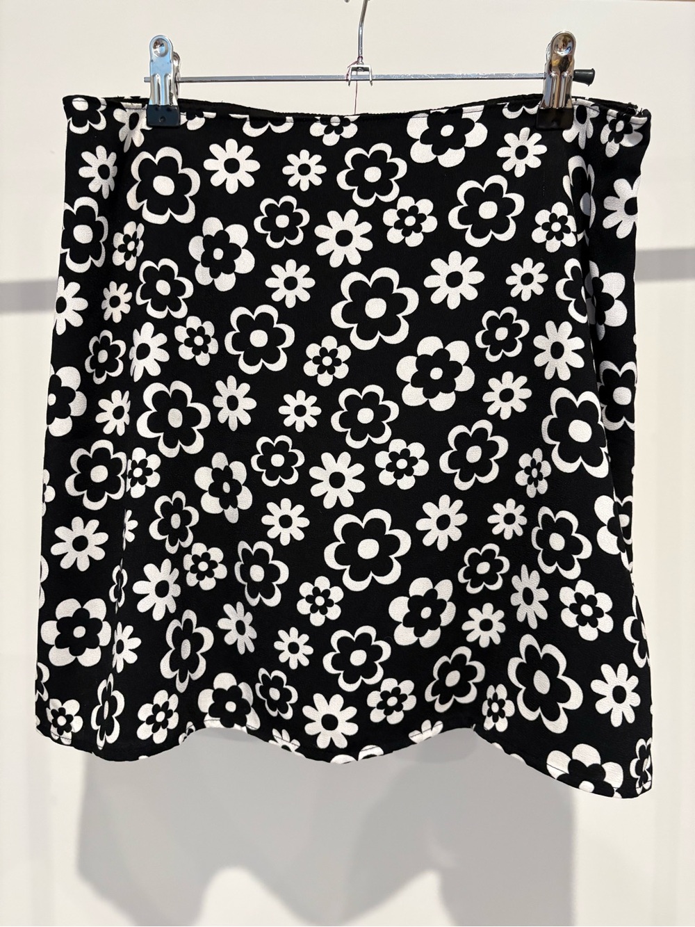 Hollister Black & White Floral A-Line Skirt